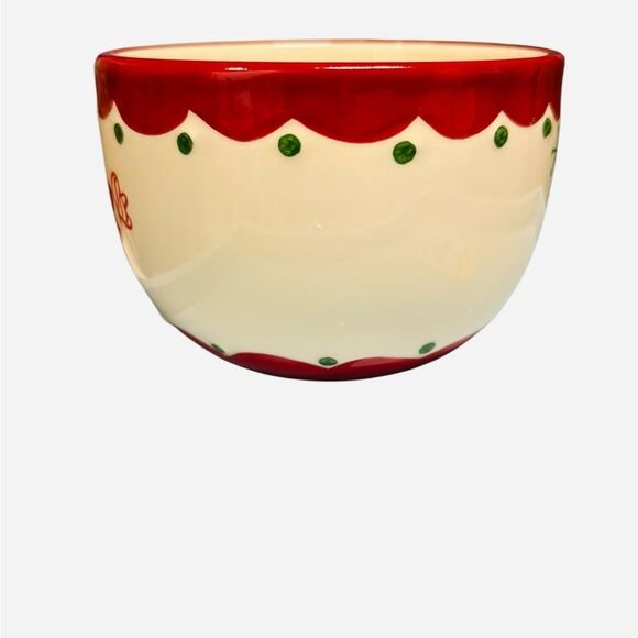 Holiday Reindeer Treats Bowl in Red and Green - Picture 4 of 6